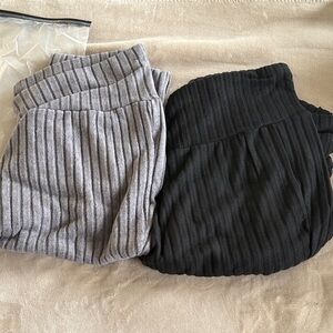 SHEIN Gray and Black Ribbed Leggings